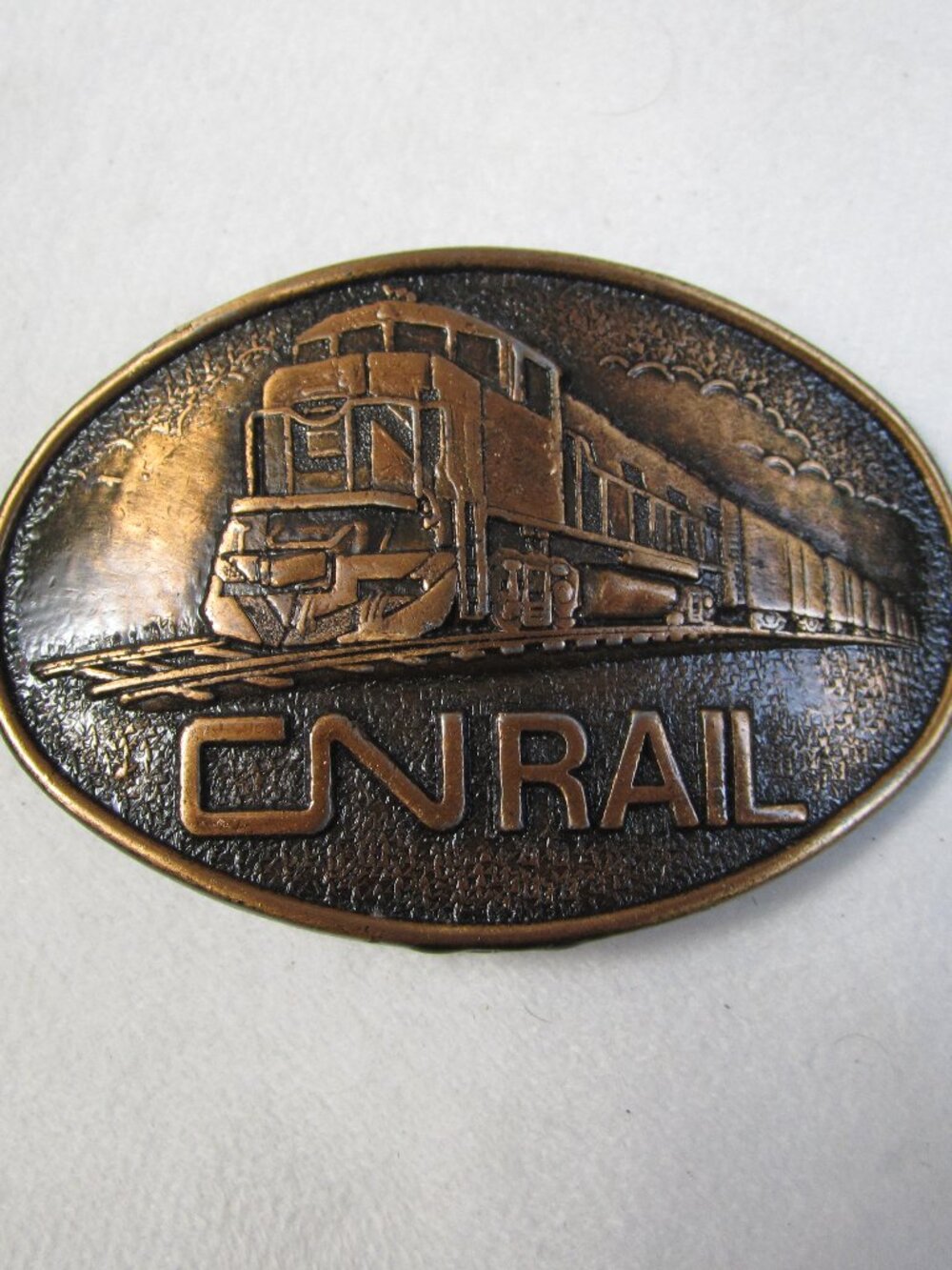 CN Rail Canadian National Railway Century Bronze Colored Metal Belt Buckle
